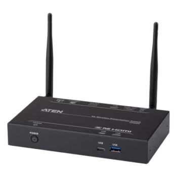 Switch de Presentaciones Inalámbrico / 4K UHD 30 Hz / VGA 1080p / Multivista 2 Fuentes / PoE / Control USB Posterior
