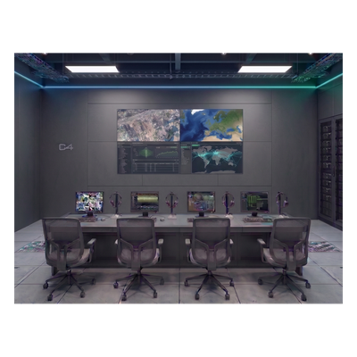 Videowall 2x2 / 4 Pantallas LCD 55" Full HD / Bisel 3.5 mm / Decodificador 16 Salidas HDMI 4K / Montaje de Pared / Operación 24/7