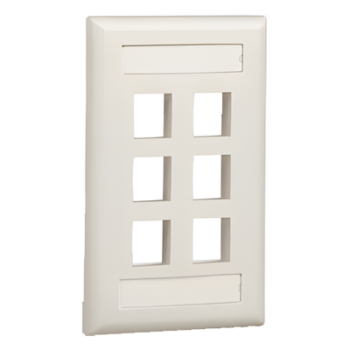 Placa de Pared Vertical / 6 Puertos Keystone / ABS / 69.8 x 114.3 mm / 2.75 x 4.5 pulg. / RoHS / Blanco