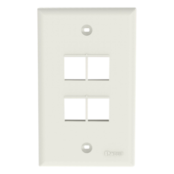 Placa de Pared Vertical / 4 Puertos Keystone / ABS / Blanco Mate / 69.8 x 114.3 mm / 2.75 x 4.5 pulg. / RoHS