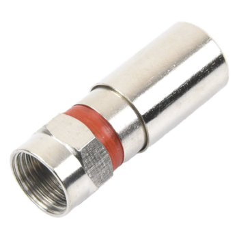 Conector F Macho / Compresión en Línea / Cable RG-59 / Cuerpo Bronce Niquelado / Contacto Oro 24k / Aislante Teflón