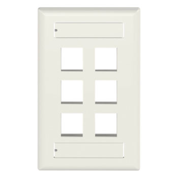 Placa de Pared Vertical / 6 Puertos Keystone / Blanco Mate / 2.75 x 4.5 pulg.