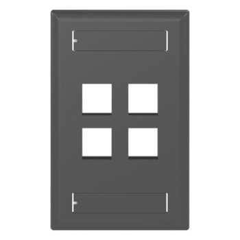 Placa de Pared Vertical / 4 Puertos Keystone / Montaje Vertical / 69.8 x 114.3 mm (2.75 x 4.5 pulg.) / ABS Negro / RoHS