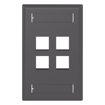 Placa de Pared Vertical / 4 Puertos Keystone / Montaje Vertical / 69.8 x 114.3 mm (2.75 x 4.5 pulg.) / ABS Negro / RoHS