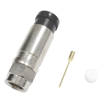 Conector F Macho / Compresión Axial / Cable Coaxial RG-11 / 75 Ohm / Bronce Niquelado