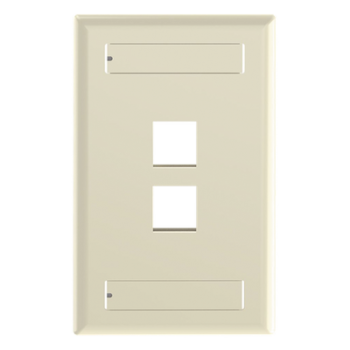 Placa de Pared Vertical / 2 Puertos Keystone / Diseño Plano / 69.8 x 114.3 mm / 2.75 x 4.5 pulg. / Color Marfil