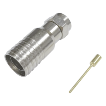 Conector F Macho / Plegable / 75 Ohm / Para Cable RG-11 / Rango -20°C a 80°C / Cuerpo Bronce-Niquelado