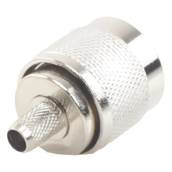 Conector N Macho / Anillo Plegable / 75 Ohm / RG-59 / Níquel-Oro-Teflón / Montaje en Línea