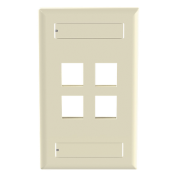 Placa de Pared Vertical / 4 Puertos Keystone / ABS / 69.8 x 114.3 mm / 2.75 x 4.5 pulg. / Marfil