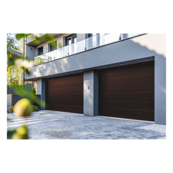 Sección para Puerta de Garage / Panel Calibre 26 / Relleno Poliuretano 43 mm / Imitación Madera Black Walnut / Estilo Americana / Operación Silenciosa