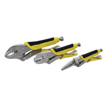 Juego de Pinzas de Presión / 3 Piezas / Acero al Cromo Molibdeno / Mangos Bimateriales Aislantes / ASME B107.500
