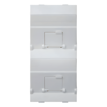 Placa Voz y Datos Inclinada / 2 Puertos RJ45 Keystone / Guardapolvos Integrados / 108×52 mm / Termoplástico