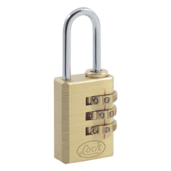 Candado de Combinación / Cuerpo Latón 20 mm / Gancho 3 mm / 3 Pasos de Seguridad / Nivel 3 / Discos Programables