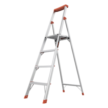 Escalera de Aluminio / 4 Peldaños / 1.8 m (5.9 ft) / Plataforma con Bandeja / Diseño Compacto