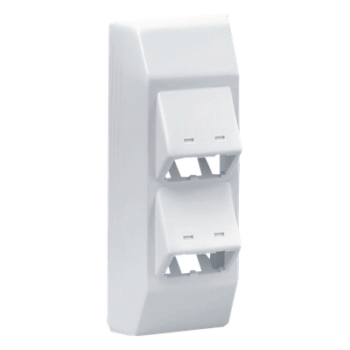 Soporte de 4 Puertos Mini-Com / Bisagras a Presión / Para Canaleta T45 / PVC Rígido / UL94V-0 / Blanco Mate