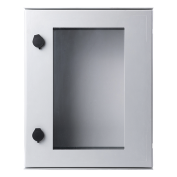 Gabinete de Poliéster IP65 Puerta Transparente, Uso en Intemperie (400 x 500 x 200 mm) con Placa Trasera Interior de Plástico (Incluye Chapa y Llave).