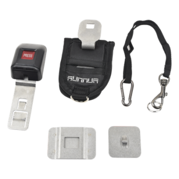 Soporte de Seguridad en Cinturón para Tablets / Acceso <1 Segundo / Adhesivo VHB 90 lbs/pulg² / Hebilla Bloqueable / Cable de Seguridad Incluido