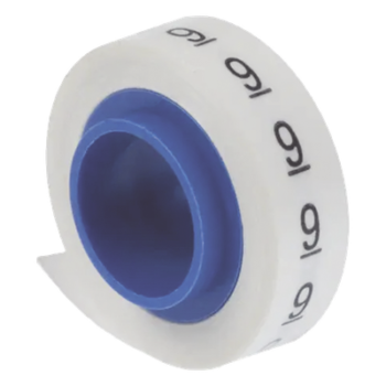 Rollos de Etiquetas Marcadoras / Pre-Impresas 0-9 / Poliéster / 2.4 m (7.87 ft) / Blanco