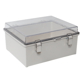 Gabinete Plástico ABS / Uso en Intemperie / 350 x 460 x 160 mm / Puerta Transparente de Policarbonato / Cierre con Broches Inoxidables / Compatible con Placa PST-3546-16EPL