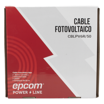 Cable Fotovoltaico / 16 mm² (6 AWG) / Cobre / 2000V / Rojo / Rollo 50 m (164 ft)