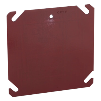 Tapa Plana para Caja Eléctrica / Acero Galvanizado / 4 x 4 x 0.063 in / Color Rojo / cUL Listado