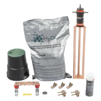 Kit de Puesta a Tierra / 30 A / Resistencia < 2 Ω / Electrodo Magnetoactivo / Compuesto Higroscópico