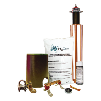 Kit de Puesta a Tierra / Electrodo 100 A / Resistencia < 2 Ohm / Compuesto H2OHM / Diseño Magnetoactivo / Cobre Electrolítico