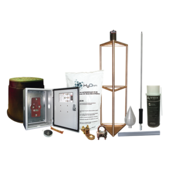 Sistema de Protección Contra Tormentas Eléctricas / 300 m (984.3 ft) de Diámetro / Punta de Aluminio de Alta Conductividad / Electrodo 1000 A / Kit con Accesorios de Instalación