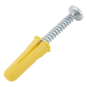 Paquete de 20 taquetes amarillo  1" y 20 tornillos 8mm x 1"