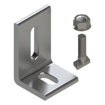 Herraje en L para Fijación al Suelo / Aluminio Serie 6000 / Acero Inoxidable / Compatible con N Rail 4.72 / Techos Planos e Inclinados