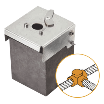 Soldadura Exotérmica / Unión T Horizontal / 1/0 AWG (50 mm²) / 50 Soldaduras / Grafito con Tapa Electrogalvanizada