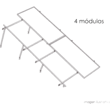 Sistema de Montaje Solar BASEL / 4 Módulos / 645W / 2.382m x 1.134m / Losa Plana / Resistencia 170 km/h / Inclinación 22°