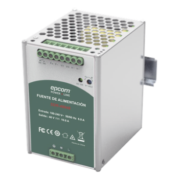 Fuente de Poder Industrial / 48 VCC @ 10A / 480W / Entrada Universal 100-240 VCA / Operación -20°C a 70°C / Riel DIN