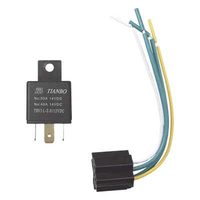 Relé automotriz / 5 pines / 12 VDC / Con base de montaje