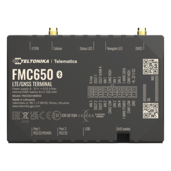 Rastreador Vehicular GPS / 4G LTE Cat 1 con 2G Fallback / Lectura CAN J1939/J1708 / Bluetooth / 4 Entradas/Salidas Digitales / Batería de Respaldo 550 mAh