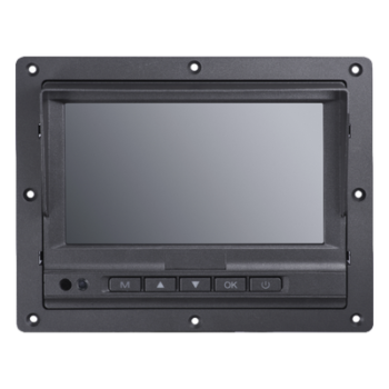Monitor Táctil LCD / 7 Pulgadas / 3 Canales de Video / 2 Canales de Alarma / Conector Aviación 4 Pines / Operación -20°C a 70°C