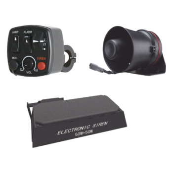 Kit de Señalización para Motocicleta / Sirena y Bocina 100W / Controlador Ergonómico / 3 Tonos de Advertencia / Manubrio 7/8" (22,22 mm)
