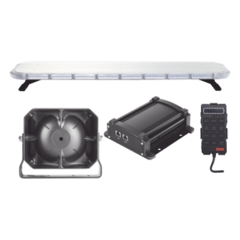 Kit de Equipamiento para Seguridad Pública / Barra LED 132 Hyperlux / Sirena 100W Mono-mando / Bocina 8 Ohms / Control de Tráfico Ámbar / 45 Patrones de Destello