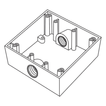Caja Cuadra de 3/4" a Prueba de  Intemperie/ Cuenta con 2 salidas.