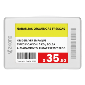 Etiqueta Electrónica de Estantería / 1.8 Pulgadas / EPD 4 Colores / Bluetooth LE 5.1 / NFC / Batería 5 Años / 224x168 píxeles
