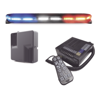 Torreta LED / 47" / 300 LEDs Dual Color / 31 Patrones / 12-24 VDC / Perfil 1.6" / Con Sirena y Bocina