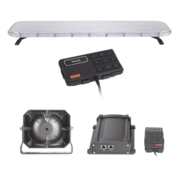 Kit de Equipamiento para Unidades de Seguridad Pública / Barra LED 132 LEDs Hyperlux G3 / 22 Módulos Control Tráfico Rojo/Azul / Sirena 100 W / IP65 / SAE J1345