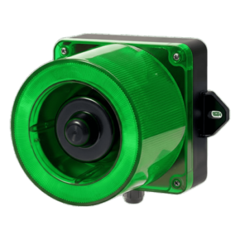 Baliza LED Verde con Sirena / 31 Tonos / 123 dB / 12-24 VCD / IP66 / -50°C a +50°C