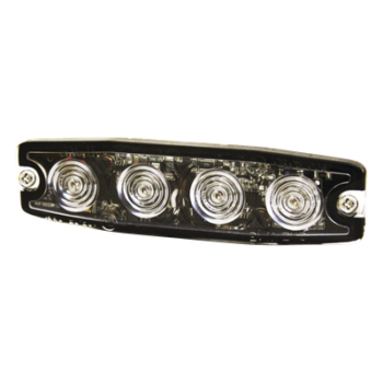 Luz Auxiliar LED / 4 LED / Ámbar / SAE Clase 1 / Perfil Bajo 0.26' (6.60 mm) / 24 Patrones de Destello / Sincronización Múltiple