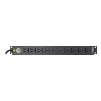 Multicontacto Horizontal (PDU) de 10 Contactos (NEMA 5-15R) Rack 19" 1UR. Voltaje Entrada/Salida: 120Vca/15A