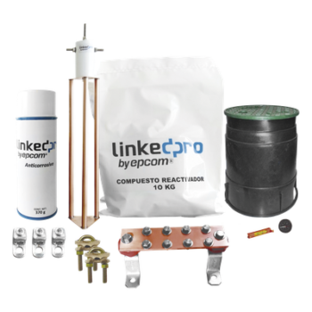 Kit Puesta a Tierra 30A / Electrodo Cobre Electrolítico / Diseño Delta / Filtro Equipotencial / Compuesto 12 kg / Barra Unión + Conectores + Registro