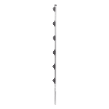 Poste para Cerca Electrificada / 6 Aisladores de Paso / Acero Galvanizado Calibre 18 / Altura 1.4 m (4.6 ft) / Fijación en Concreto / Intemperie