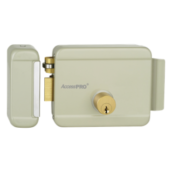 Cerradura Eléctrica / Doble Cerrojo / 12 VCA 2.5 A / Activación por Pulso 2 s / Exterior / Puerta Izquierda