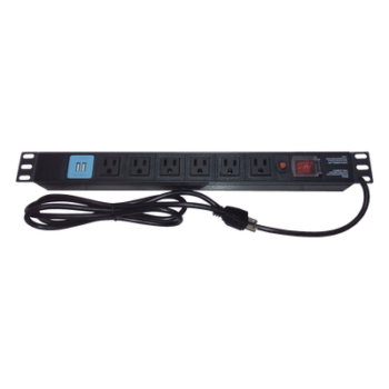 Tomacorriente Horizontal (PDU) de 6 contactos (NEMA 5-15R) + 2 USB para instalación en Rack de 19", 1UR, 125 Vca/ 15 A (THE0040091001001)