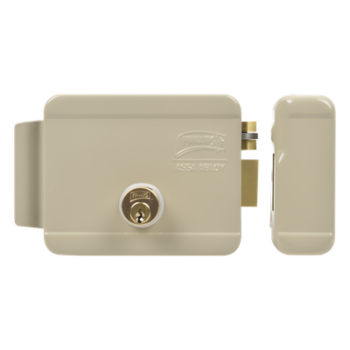 Cerradura Eléctrica / Doble Cerrojo / 12 VCC/VCA / Activación por Pulso 2 s / Exterior Derecha / 129 x 103 x 38 mm